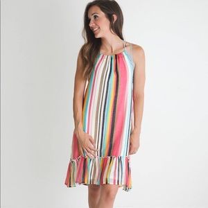 Vertical striped multi color dress.